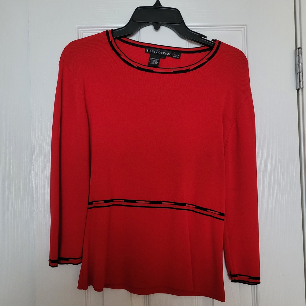 Ziani Couture Dressy Red Top, Size Large